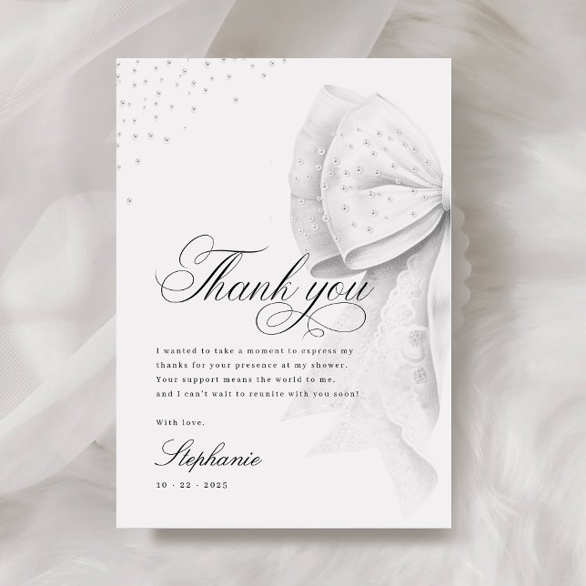 Carte De Remerciements Mariage Blanc avec un Nœud (Créateur téléchargé)