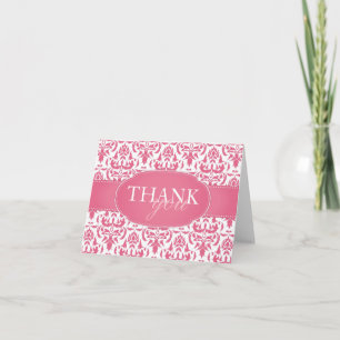 Carte de remerciements Mariage blanc Damask rose