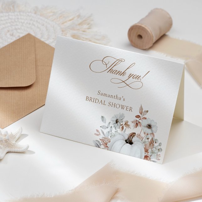 Carte De Remerciements Mariage Blanc de Citrouille Automnal (Créateur téléchargé)