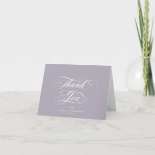 Carte De Remerciements Mariage blanc élégant de script doux violet