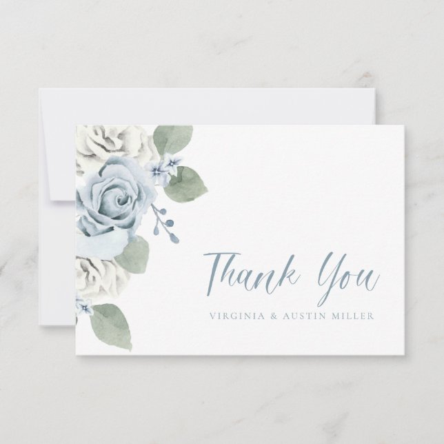 Carte De Remerciements Mariage bleu (Devant)
