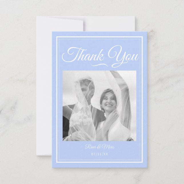 Carte de remerciements Mariage bleu (Devant)