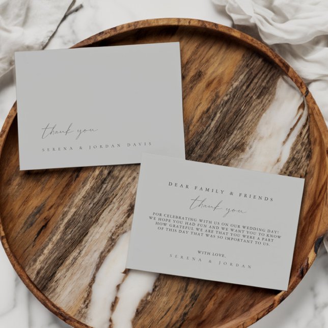 Carte de remerciements Mariage bleu argent Dusty (Simple Dusty Silver Blue Wedding Thank You Card)