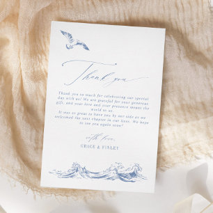Carte De Remerciements Mariage bleu chic côtier élégant moderne