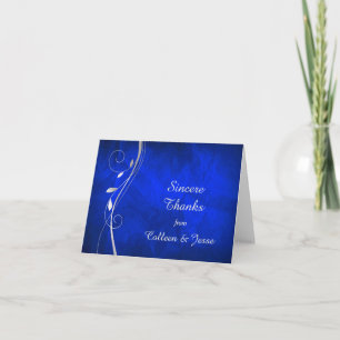 Carte de remerciements Mariage bleu clair feuille 