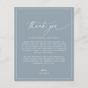 Carte de remerciements Mariage bleu Dusty