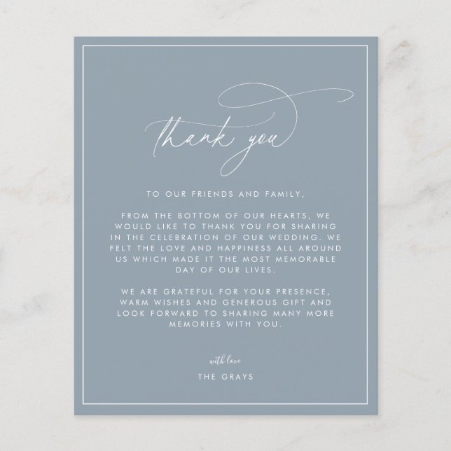 Carte de remerciements Mariage bleu Dusty (Devant)