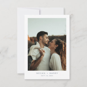 Carte De Remerciements Mariage bleu Dusty simple