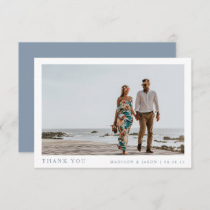 Carte De Remerciements Mariage bleu foncé simple photo