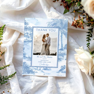 Carte de remerciements Mariage Blue Coastal Toile