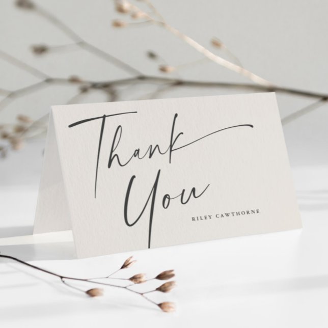 Carte De Remerciements Mariage Bohème Moderne avec Texte Moderne (Simple Script Boho Bridal Shower Thank You Card.)