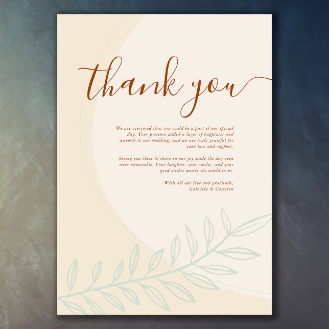 Carte De Remerciements Mariage boho d'automne minimal (Créateur téléchargé)