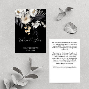 Carte De Remerciements Mariage boho noir et blanc