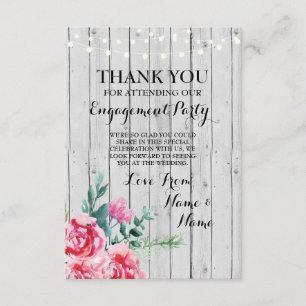 Carte de remerciements Mariage bois rouge Floral F