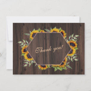 Carte De Remerciements Mariage Bois Tournesols Géométriques Modernes