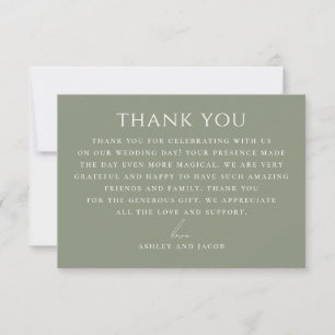 Carte De Remerciements Mariage Botanique Vert Sauge Poussiéreux Nature
