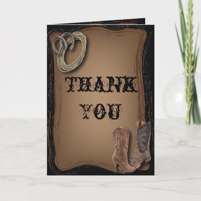 Carte De Remerciements mariage bottes de cow-boy western se marier (Devant)