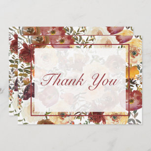 Carte De Remerciements Mariage Bouquets d'aquarelle d'automne