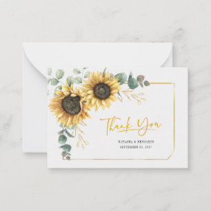 Carte de remerciements Mariage Budget Sunflower Eu