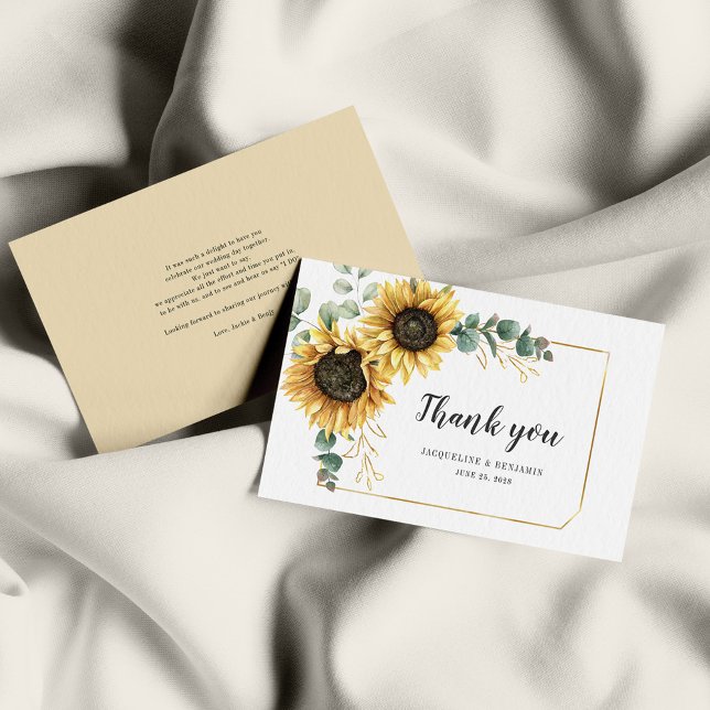 Carte de remerciements Mariage Budget Sunflower Eu (Créateur téléchargé)