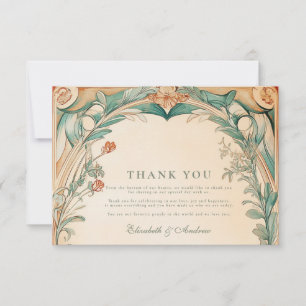 Carte De Remerciements Mariage cadre botanique chaud