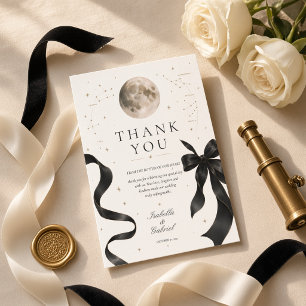 Carte De Remerciements Mariage céleste à ruban noir au clair de lune 
