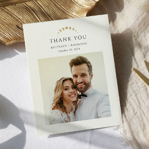 Carte De Remerciements Mariage céleste du monogramme d'or