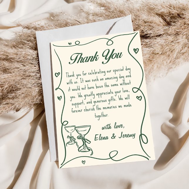 Carte de remerciements Mariage Champagne vert à ma (Créateur téléchargé)