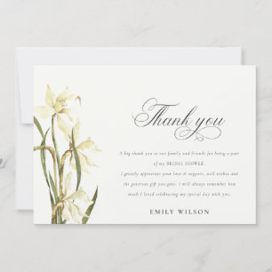 Carte De Remerciements Mariage champêtre aquarelle jonquille blanche