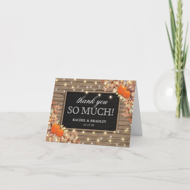 Carte De Remerciements Mariage Champêtre d'Automne Remerciements (Devant)