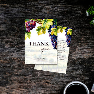 Carte De Remerciements Mariage champêtre en été dans un vignoble châteaun