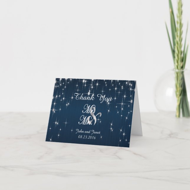 Carte De Remerciements Mariage Charmant Sous le Charme des Étoiles | Pinc (Devant)