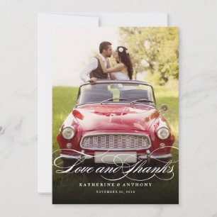 Carte De Remerciements Mariage chic de photo de manuscrit romantique