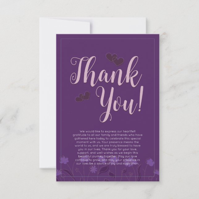 Carte De Remerciements Mariage Chic Élégant Moderne Simple Lavande Violet (Devant)