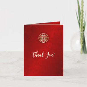 Carte De Remerciements Mariage chinois Shimmergeant Red Gold Photo