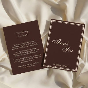 Carte De Remerciements Mariage Chocolat Brun Vieille Fortune