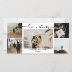 Carte De Remerciements Mariage Cinq Photos Love and Thanks Script