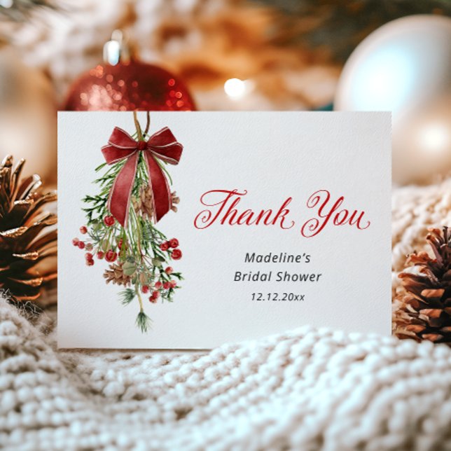 Carte De Remerciements Mariage classique de Noël sous le gui (Créateur téléchargé)