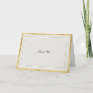 Carte De Remerciements Mariage Classique Moderne Écru en Faux Or Formel