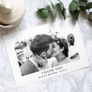 Carte De Remerciements Mariage Classique Moderne Photo Propre Minimalis