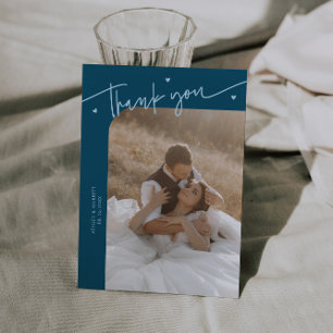Carte De Remerciements Mariage Coeur Turquoise Écriture Moderne 