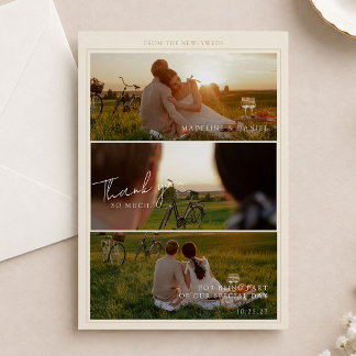 Carte De Remerciements Mariage Collage Photo de Bordure Romantique et Int