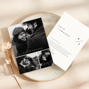 Carte De Remerciements Mariage Collage photo Simple Script 3