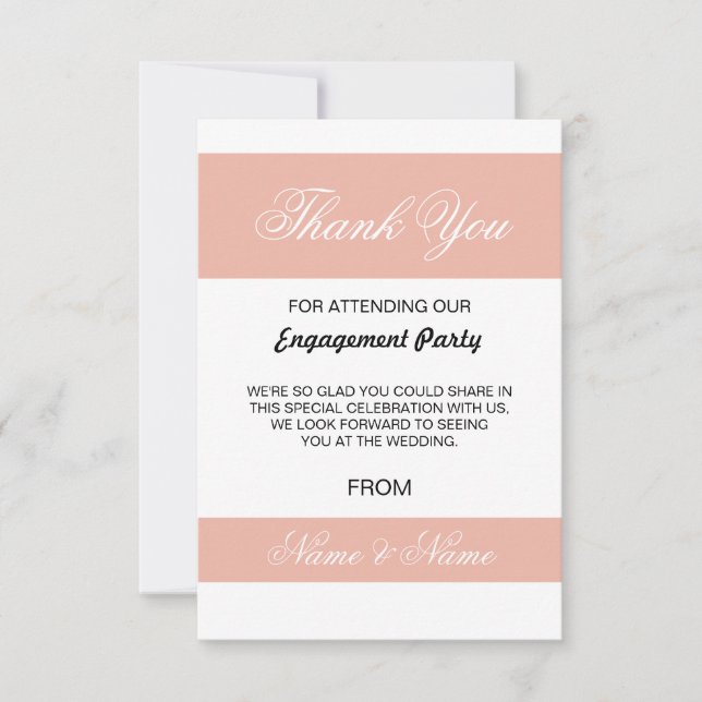 Carte de remerciements mariage corail et bande bla (Devant)