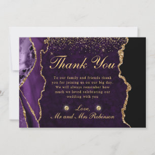 Carte De Remerciements Mariage d'agate de Parties scintillant de violet e