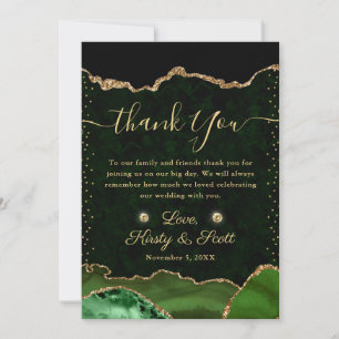 Carte De Remerciements Mariage d'agate de Parties scintillant Green et Go