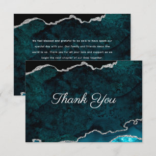 Carte De Remerciements Mariage d'âge Turquoise argent