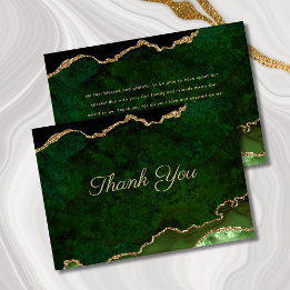 Carte De Remerciements Mariage d'âge vert Parties scintillant or