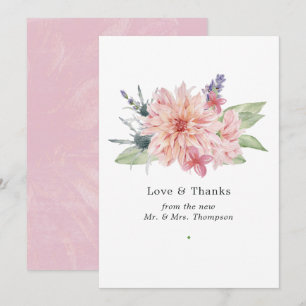 Carte De Remerciements Mariage Dahlia Rose Pâle Pastel