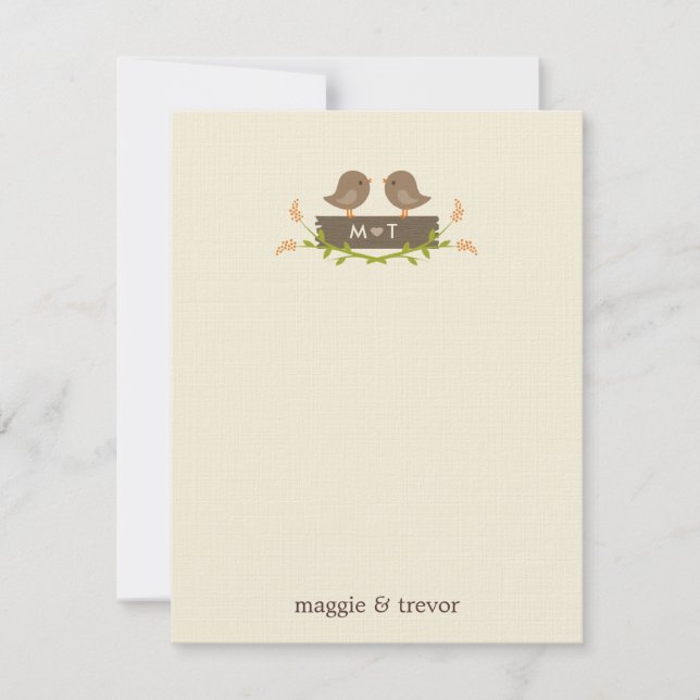 Carte de remerciements Mariage d'amour doux (Devant)